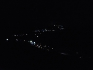 All those little twinkling lights are fellow hikers coming up the mountain. Looks like a trail of stars. 
