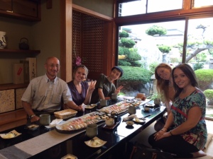 Treating the Australian teachers to a nice sushi meal before they head out to Kyoto.